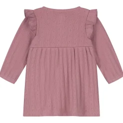 Prénatal newborn jurk ajour lange mouwen effen roze