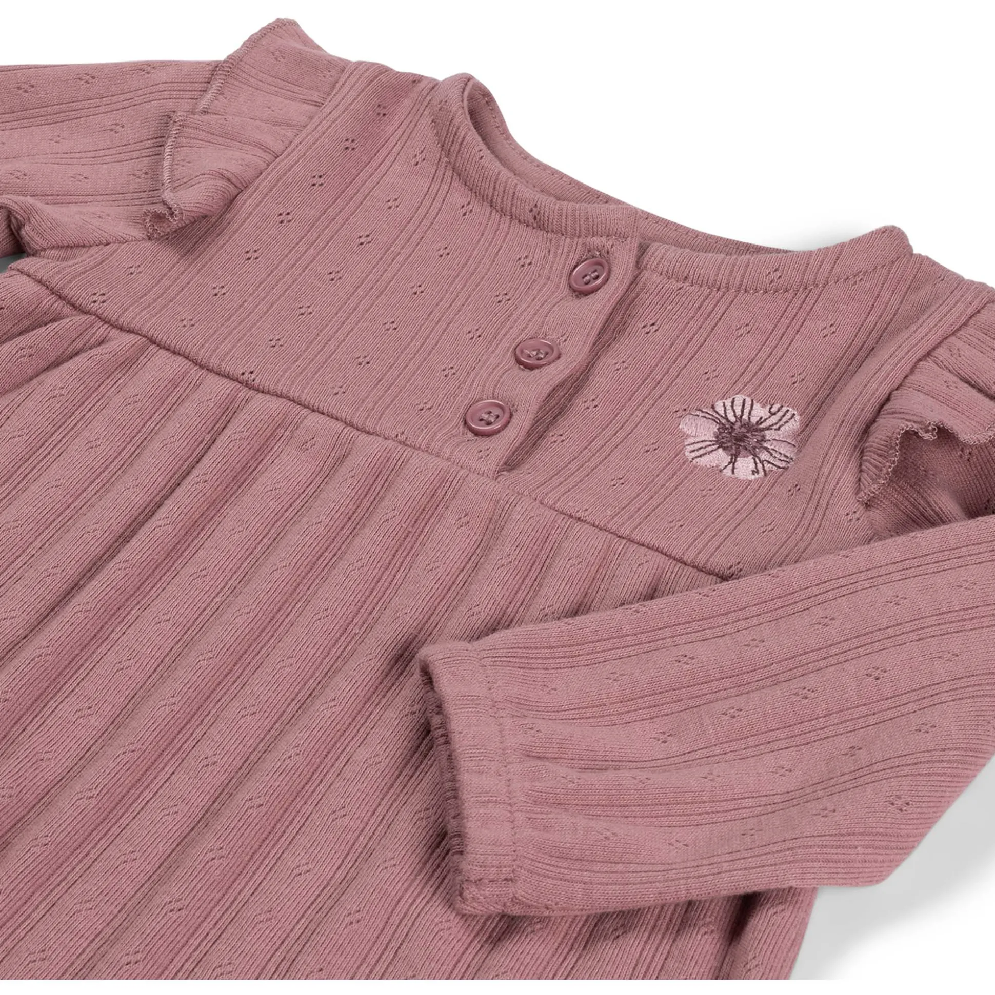 Prénatal newborn jurk ajour lange mouwen effen roze