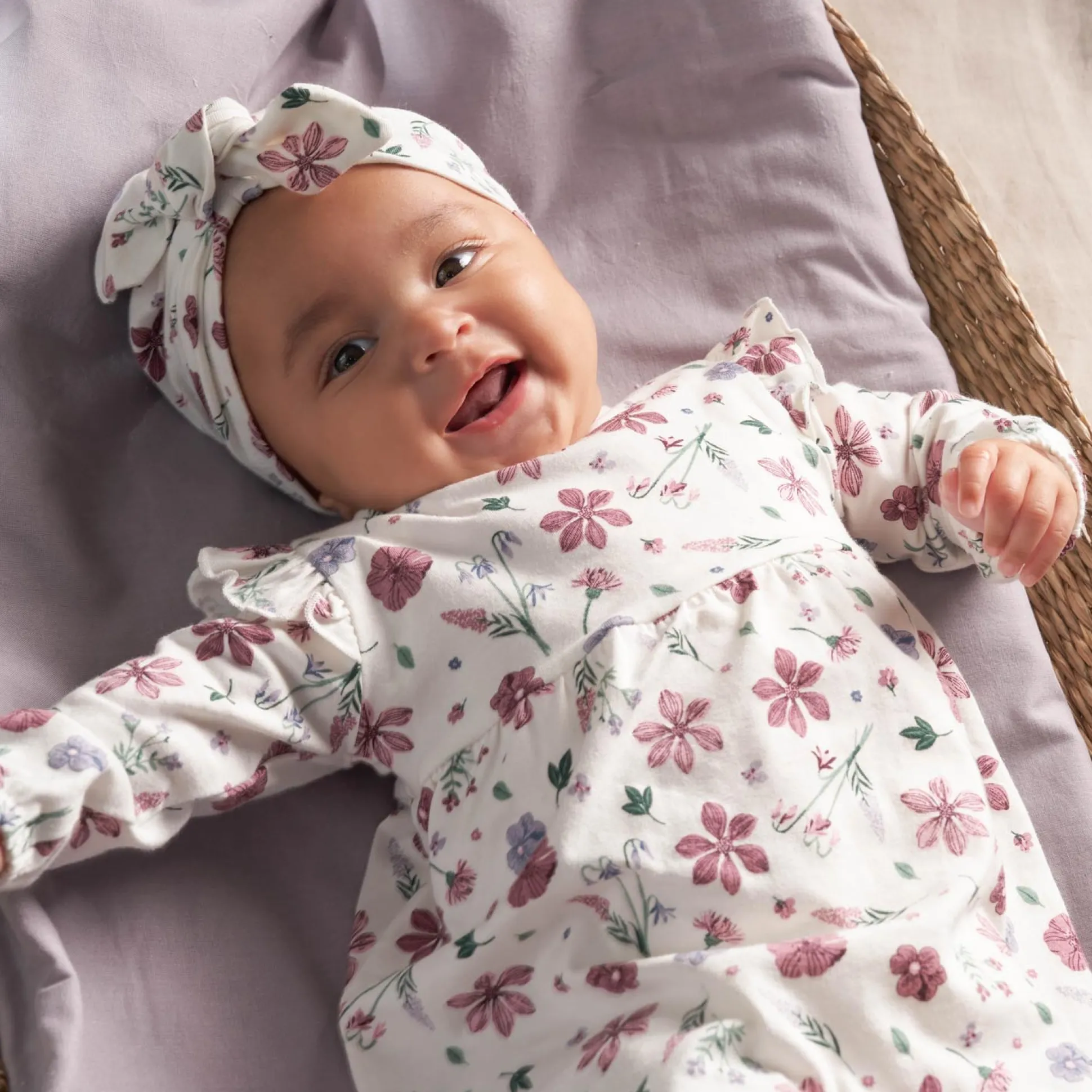 Prénatal newborn jurk lange mouwen bloemen multi