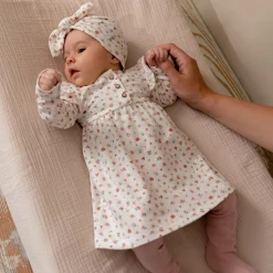 Prénatal newborn jurk lange mouwen bloemen roze