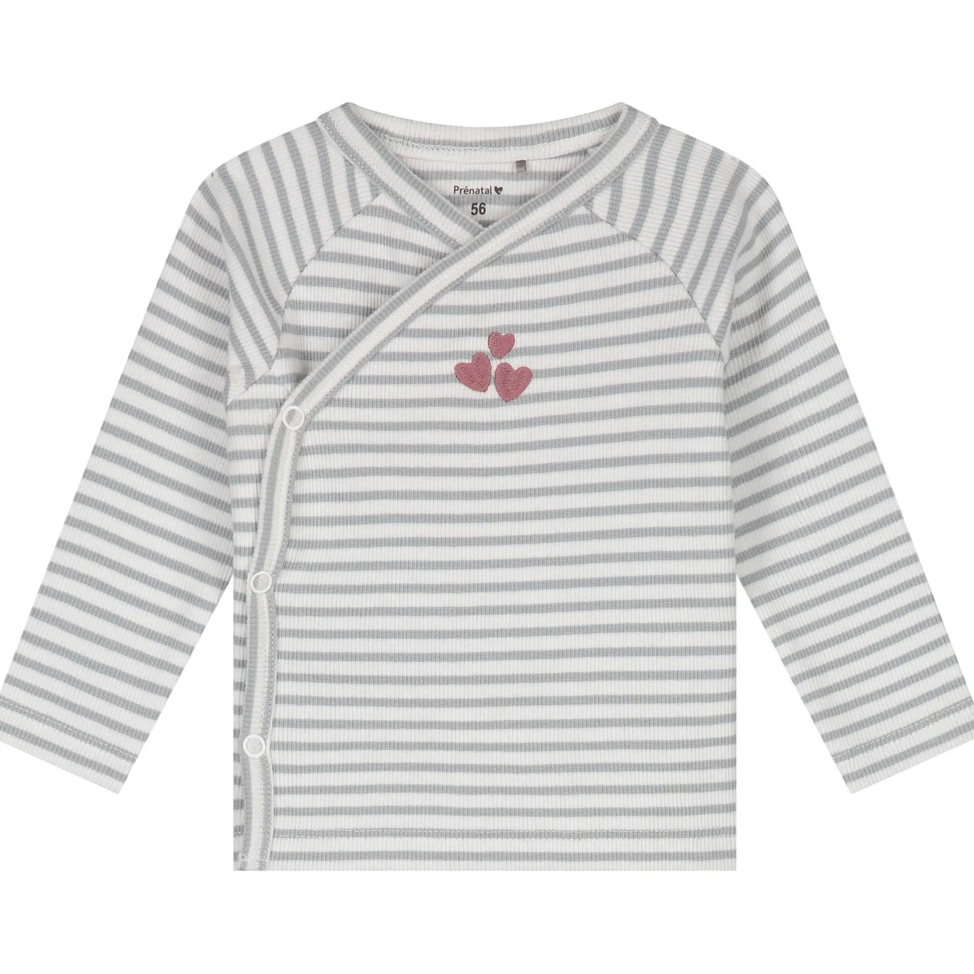 Prénatal newborn kledingset rib streep lange mouwen strepen grijs