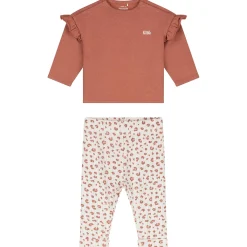 Prénatal newborn kledingset animal print lange mouwen effen bruin