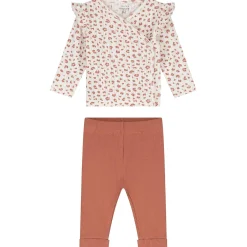 Prénatal newborn kledingset animal print lange mouwen panterprint bruin