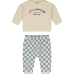 Prénatal newborn kledingset blokjes lange mouwen tekst blauw