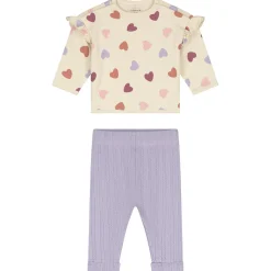 Prénatal newborn kledingset hartjes lange mouwen hartjes multi