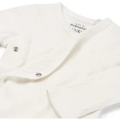 Prénatal newborn overslagromper rib lange mouwen effen wit