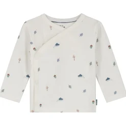 Prénatal newborn overslagshirt lange mouwen bladeren wit