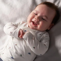 Prénatal newborn overslagshirt lange mouwen bladeren wit