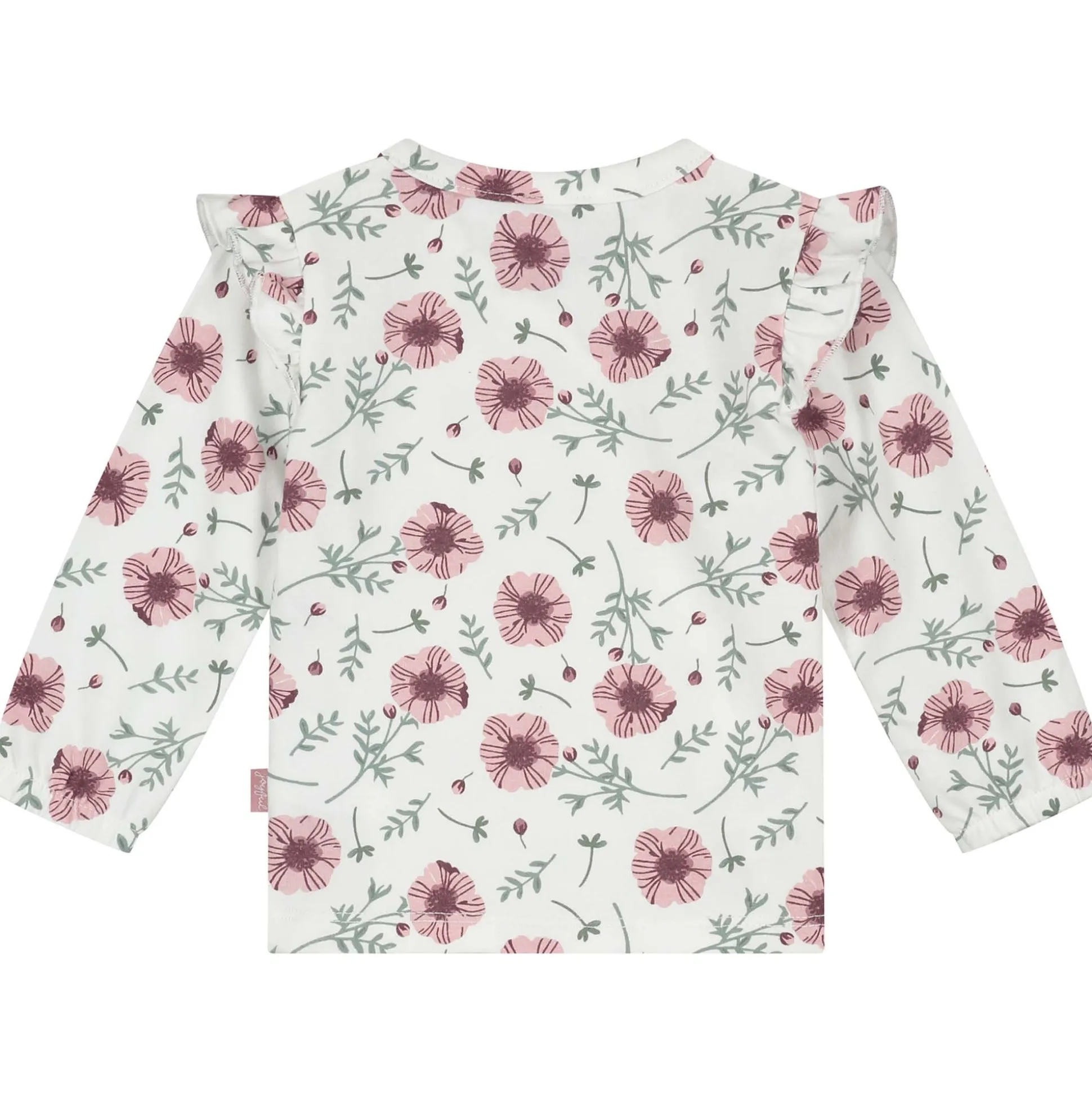 Prénatal newborn overslagshirt lange mouwen bloemen wit