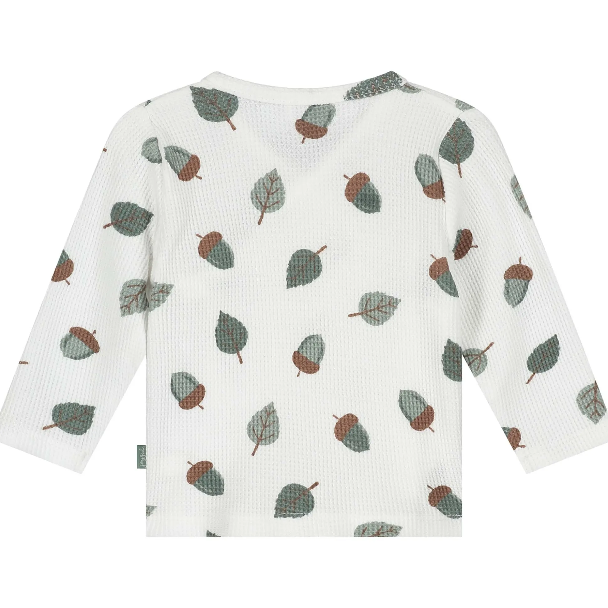 Prénatal newborn overslagshirt wafel lange mouwen all over print wit