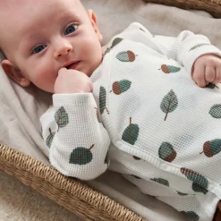 Prénatal newborn overslagshirt wafel lange mouwen all over print wit