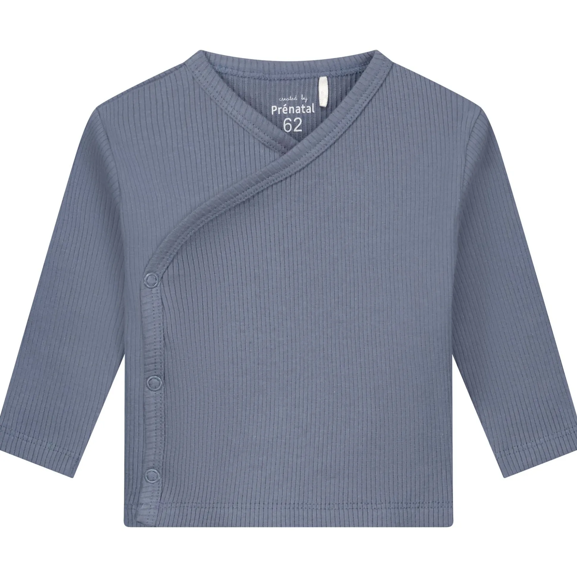 Prénatal newborn overslagshirt rib lange mouwen effen blauw