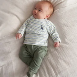 Prénatal newborn overslagshirt lange mouwen strepen groen