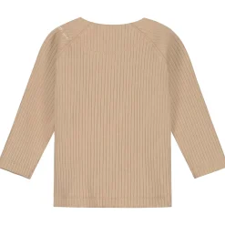 Prénatal newborn overslagshirt rib lange mouwen effen taupe