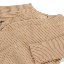 Prénatal newborn overslagshirt rib lange mouwen effen taupe