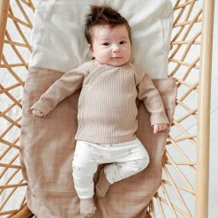 Prénatal newborn overslagshirt rib lange mouwen effen beige