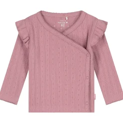 Prénatal newborn overslagshirt ajour lange mouwen effen roze