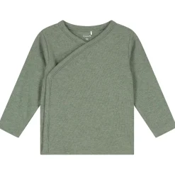 Prénatal newborn overslagshirt lange mouwen effen groen