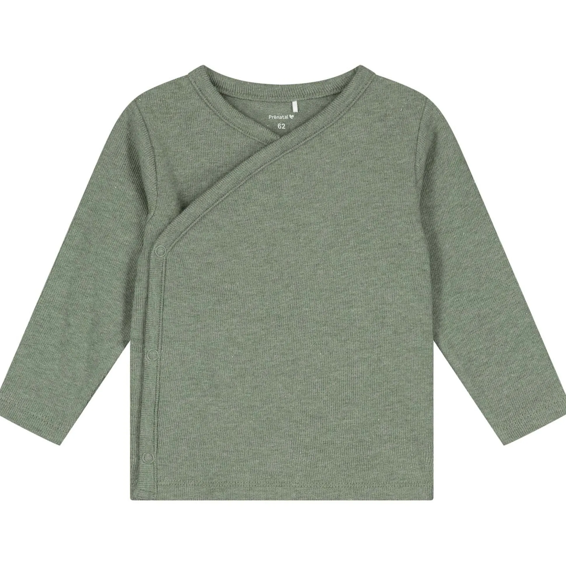 Prénatal newborn overslagshirt lange mouwen effen groen