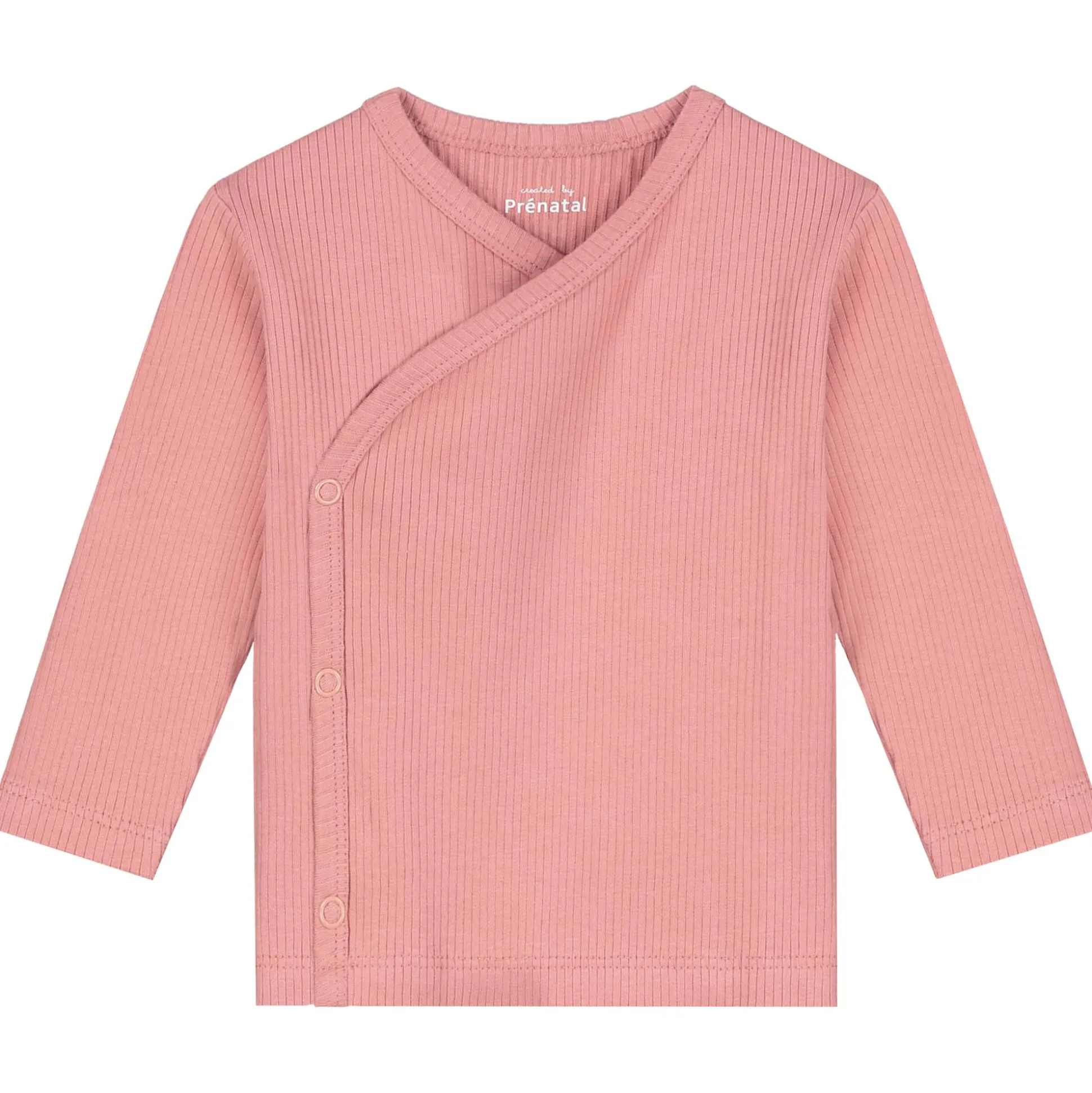 Prénatal newborn overslagshirt rib lange mouwen effen roze