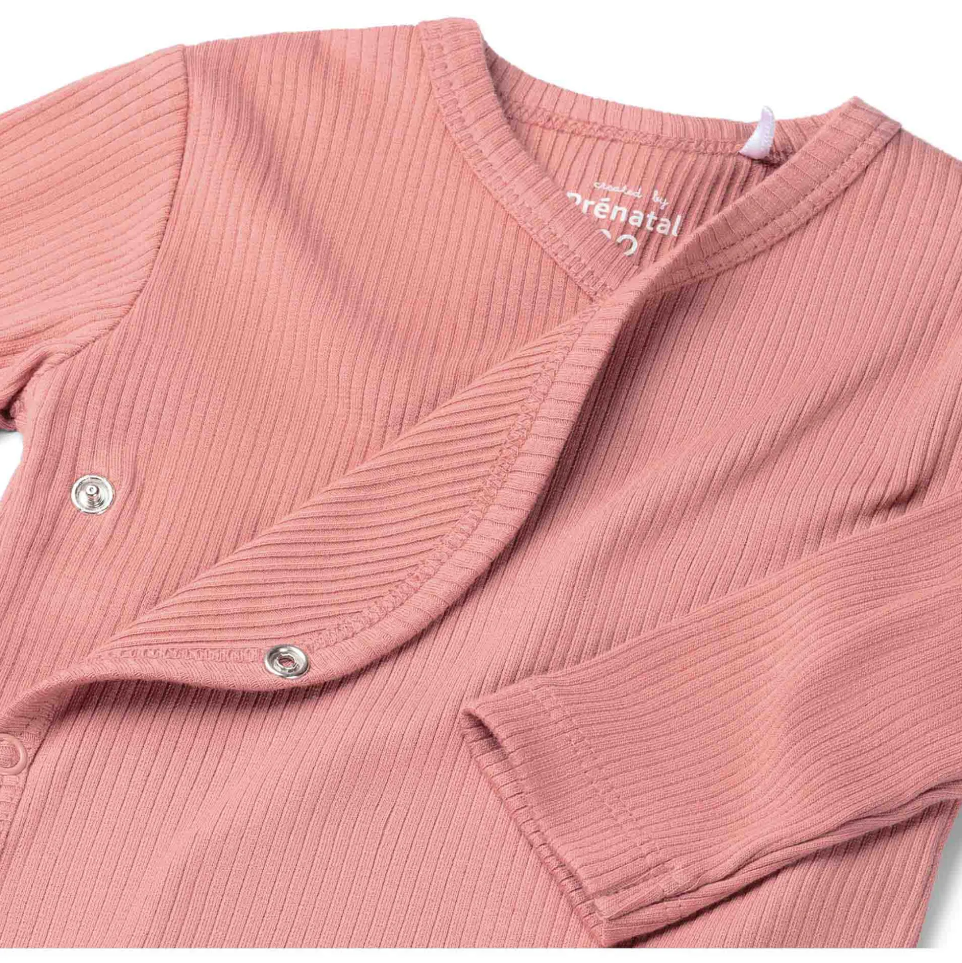 Prénatal newborn overslagshirt rib lange mouwen effen roze