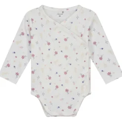 Prénatal newborn romper lange mouwen bloemen wit