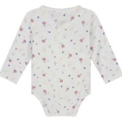 Prénatal newborn romper lange mouwen bloemen wit