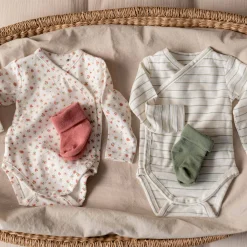 Prénatal newborn romper lange mouwen strepen groen