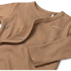 Prénatal newborn romper rib Pure lange mouwen effen bruin