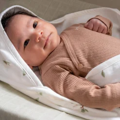 Prénatal newborn romper rib Pure lange mouwen effen bruin