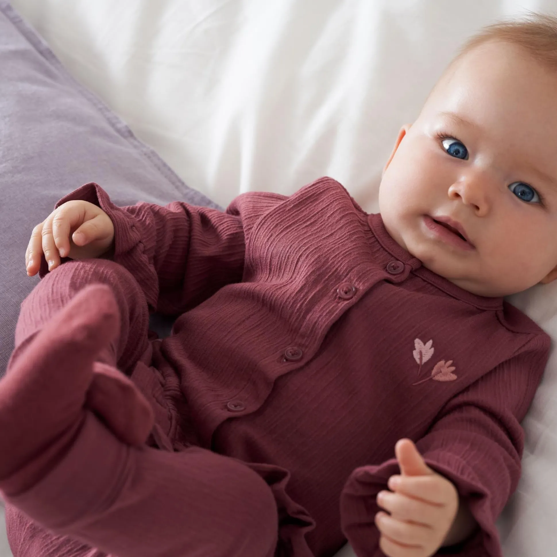 Prénatal newborn shirt lange mouwen effen paars