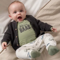 prénatal newborn shirt lange mouwen tekst groen