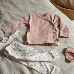 Prénatal newborn shirt rib lange mouwen effen roze