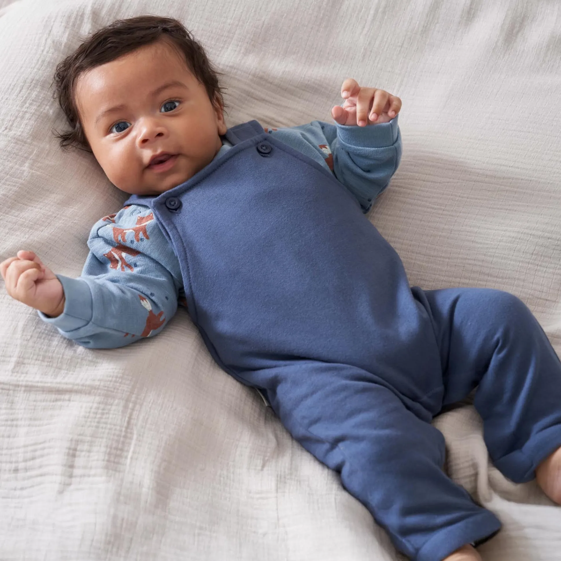 Prénatal newborn tuinbroek effen blauw