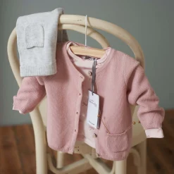 Prénatal newborn vest lange mouwen effen roze