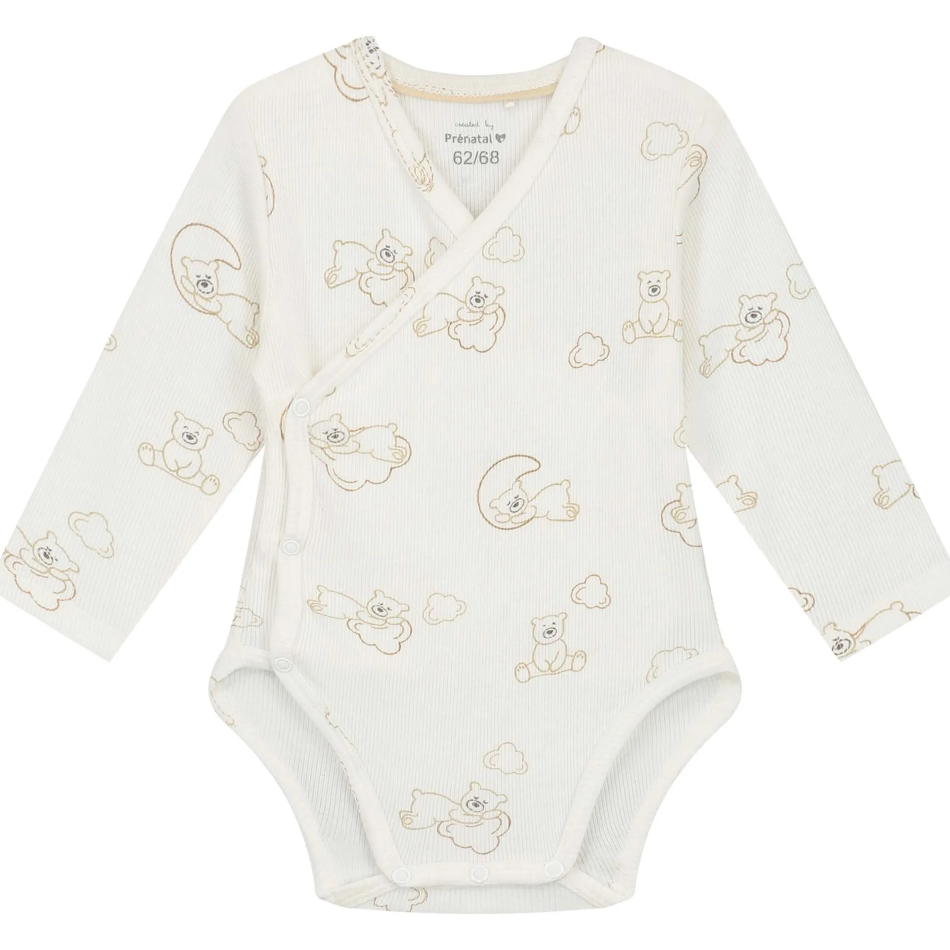 Prénatal overslagromper beren rib lange mouwen all over print wit