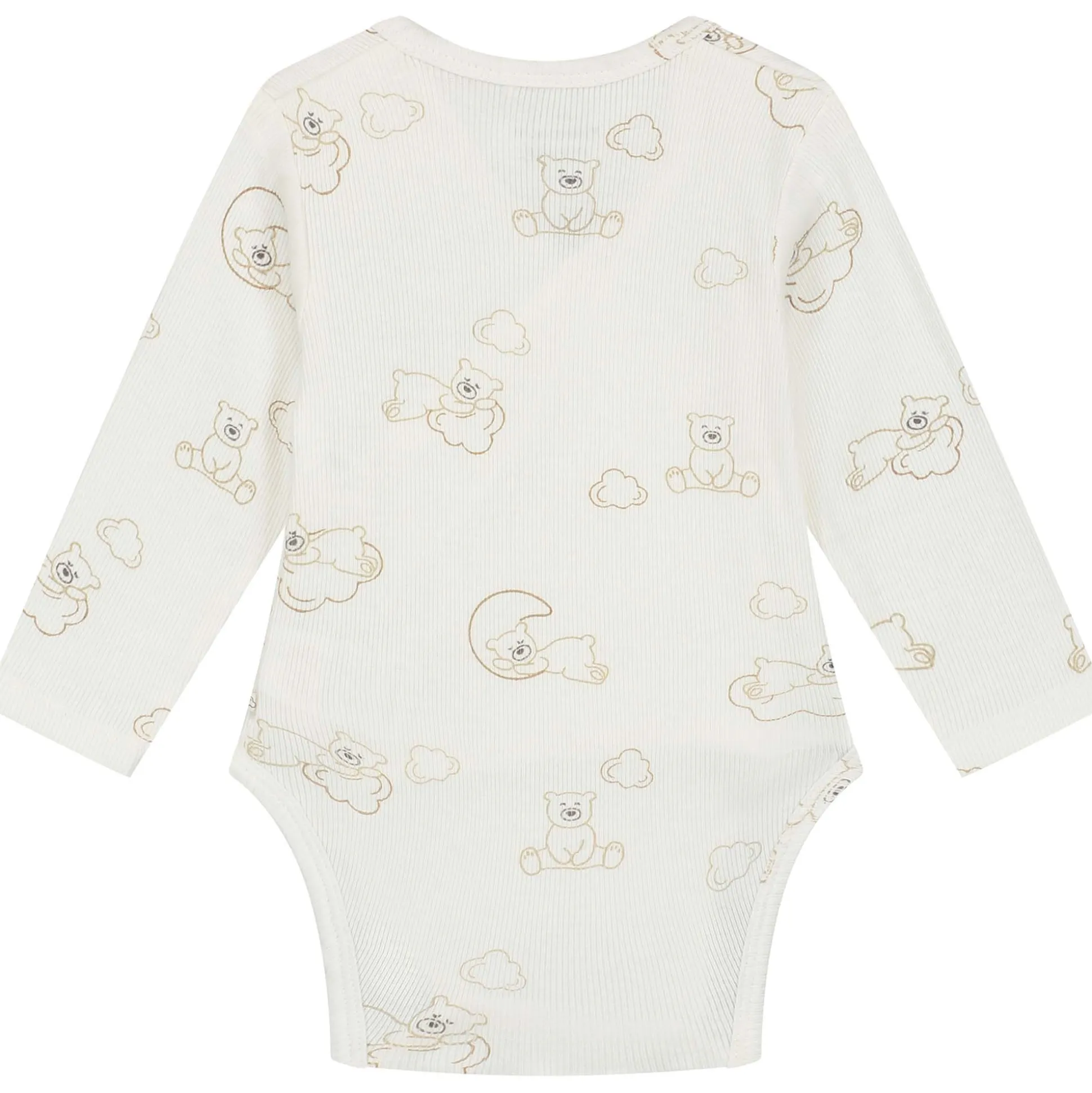 Prénatal overslagromper beren rib lange mouwen all over print wit