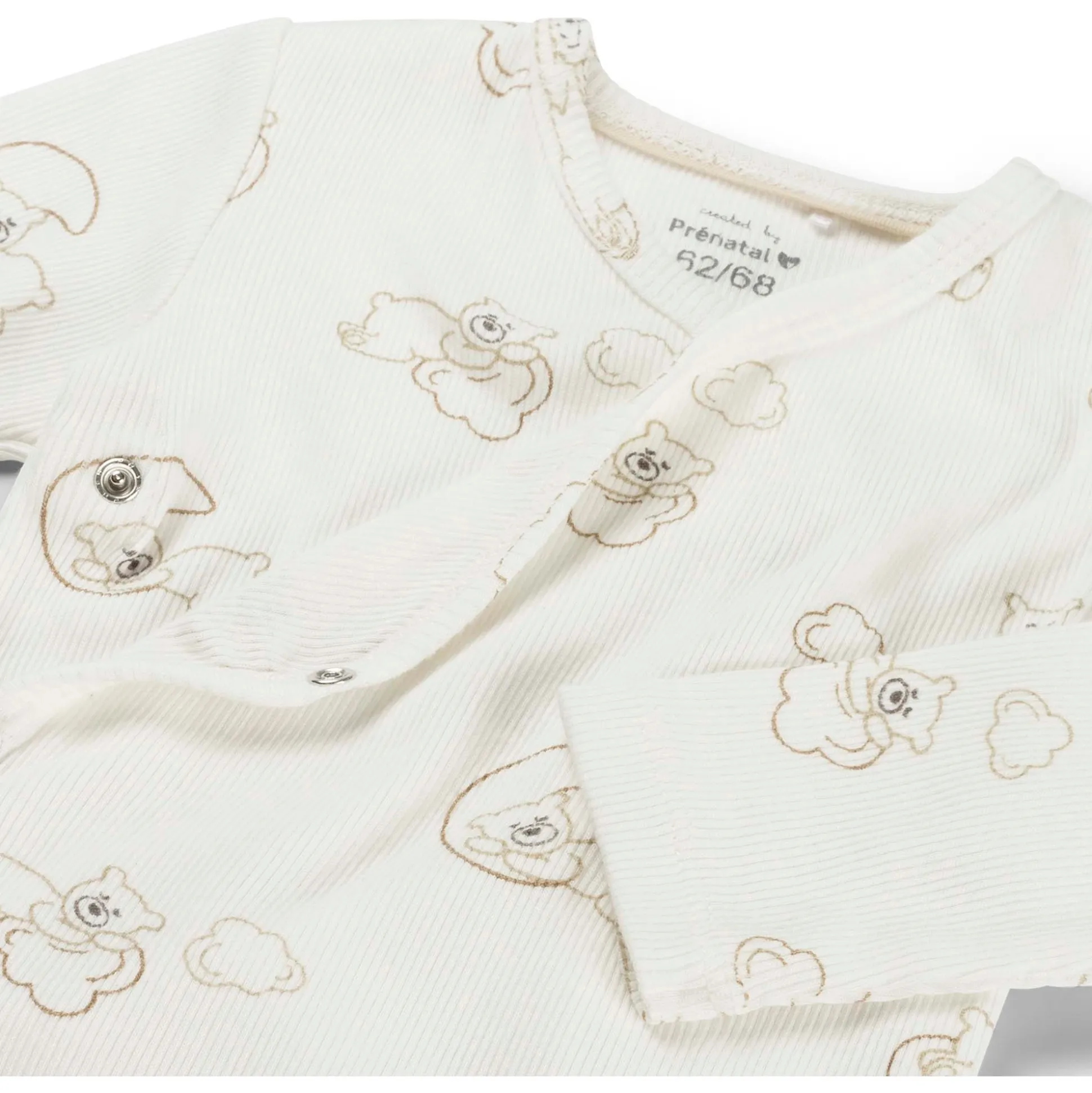 Prénatal overslagromper beren rib lange mouwen all over print wit