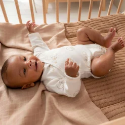 Prénatal overslagromper beren rib lange mouwen all over print wit