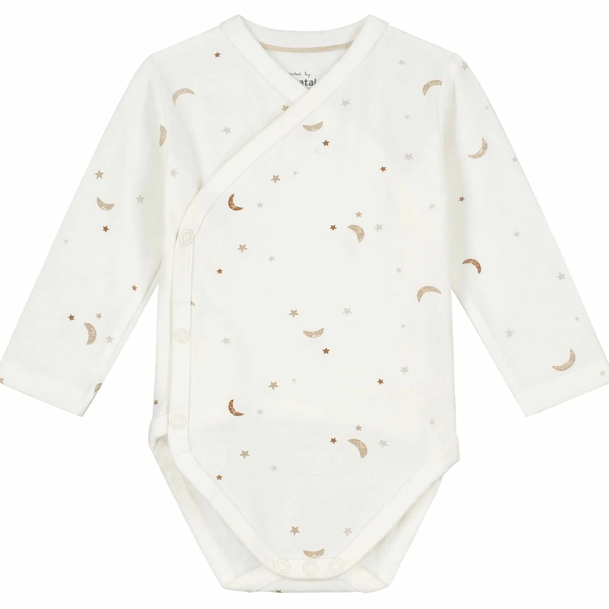 Prénatal overslagromper ster en maan lange mouwen all over print wit