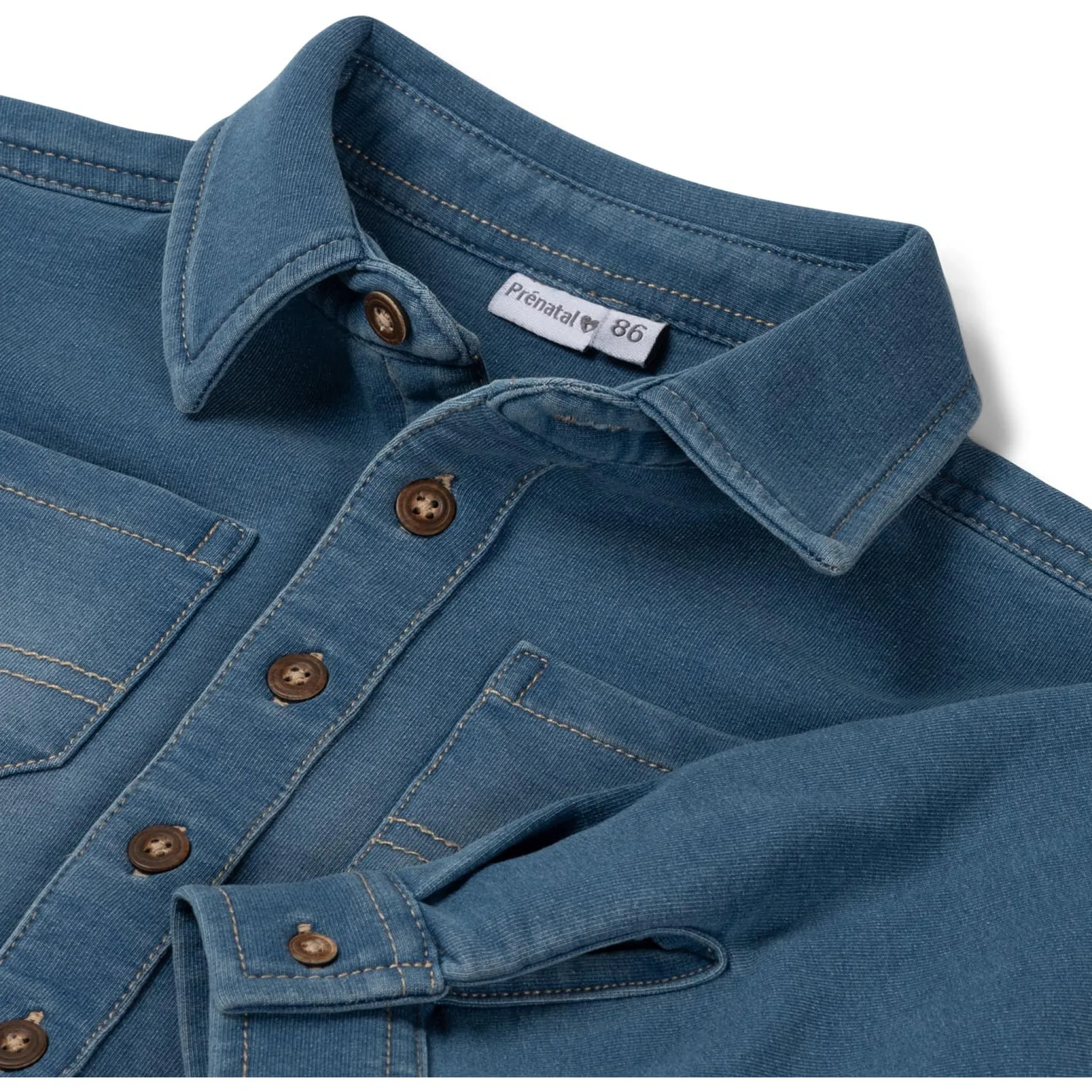 Prénatal peuter blouse lange mouwen effen blauw