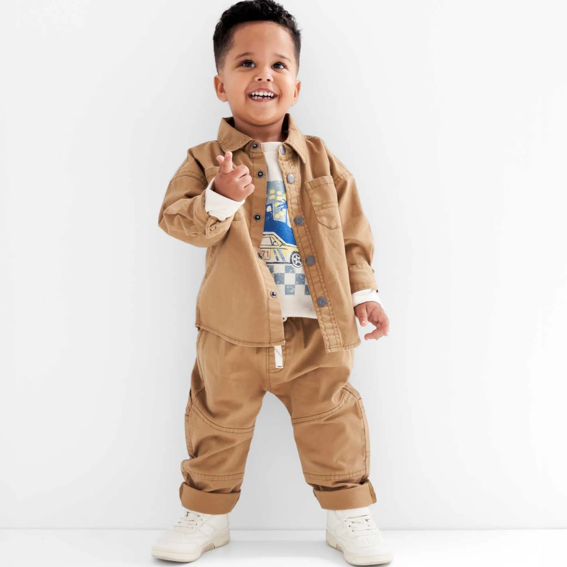 Prénatal peuter blouse lange mouwen effen bruin