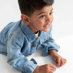 Prénatal peuter blouse lange mouwen effen denim