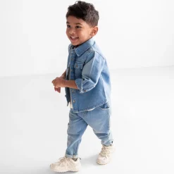 Prénatal peuter blouse lange mouwen effen denim