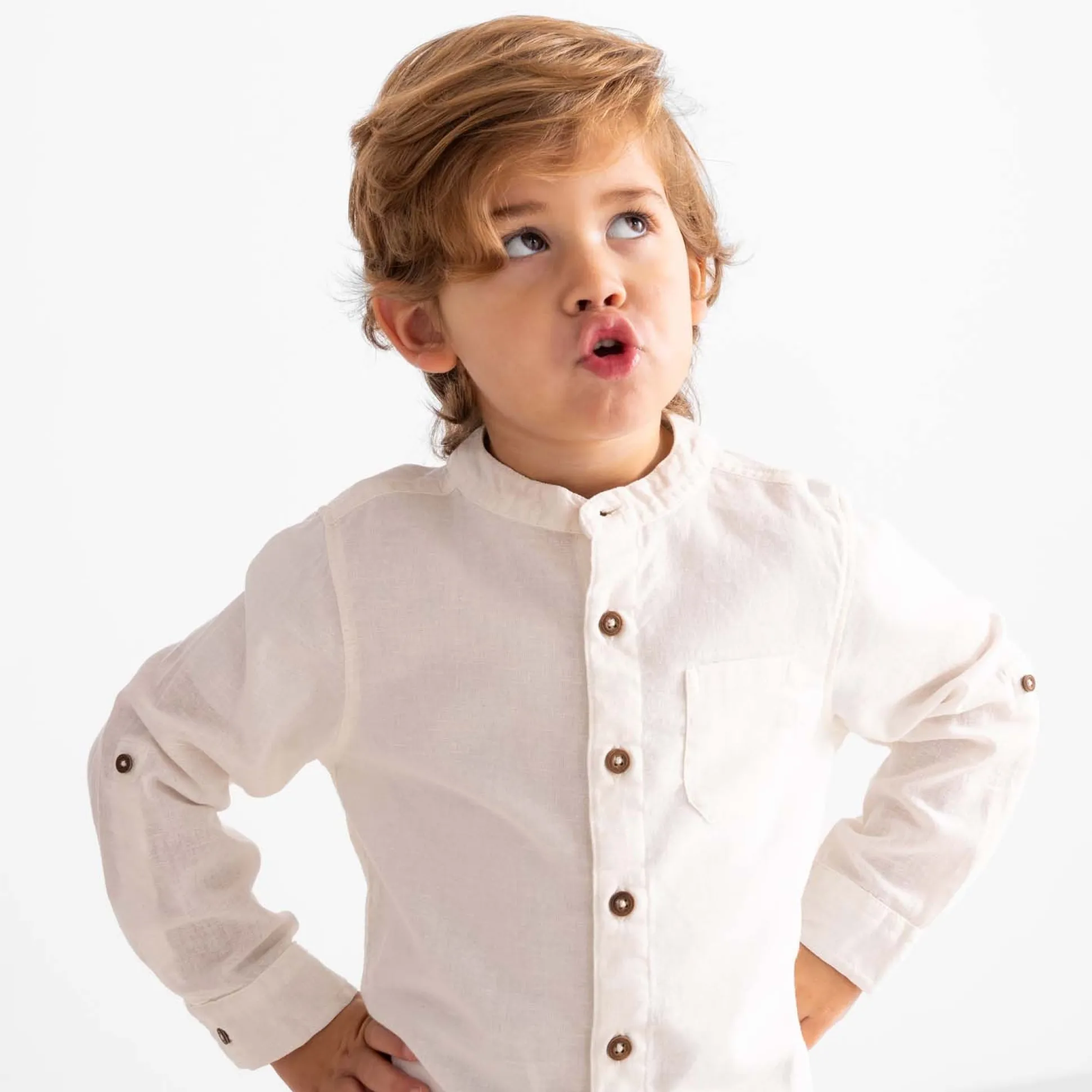 Prénatal peuter blouse lange mouwen effen wit