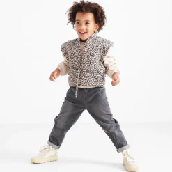 Prénatal peuter gilet mouwloos panterprint bruin