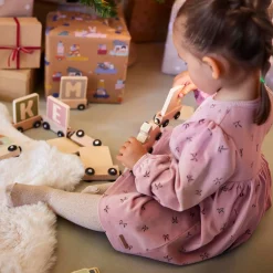 Prénatal peuter jurk lange mouwen all over print roze