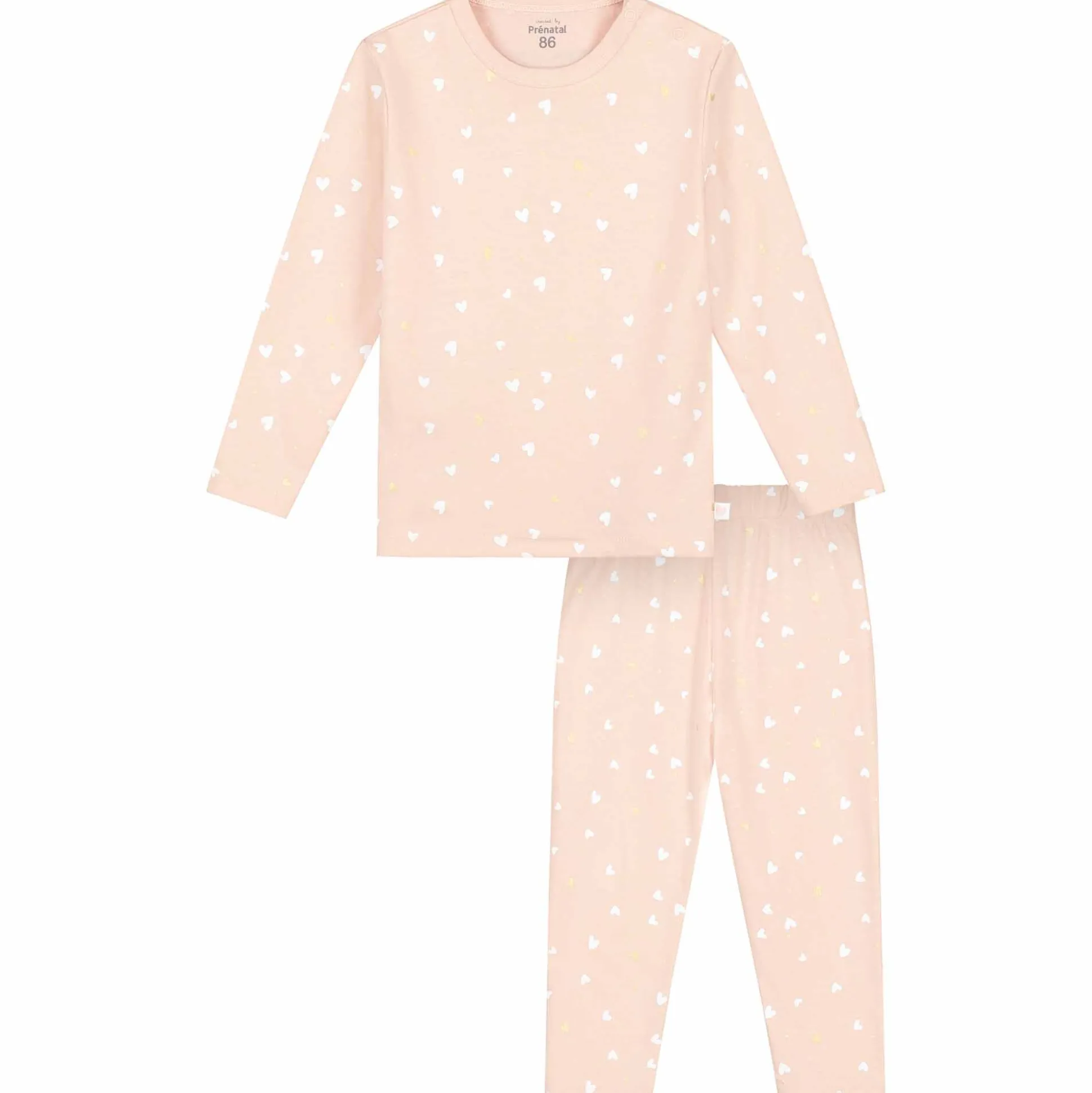 Prénatal peuter pyjama hartjes roze