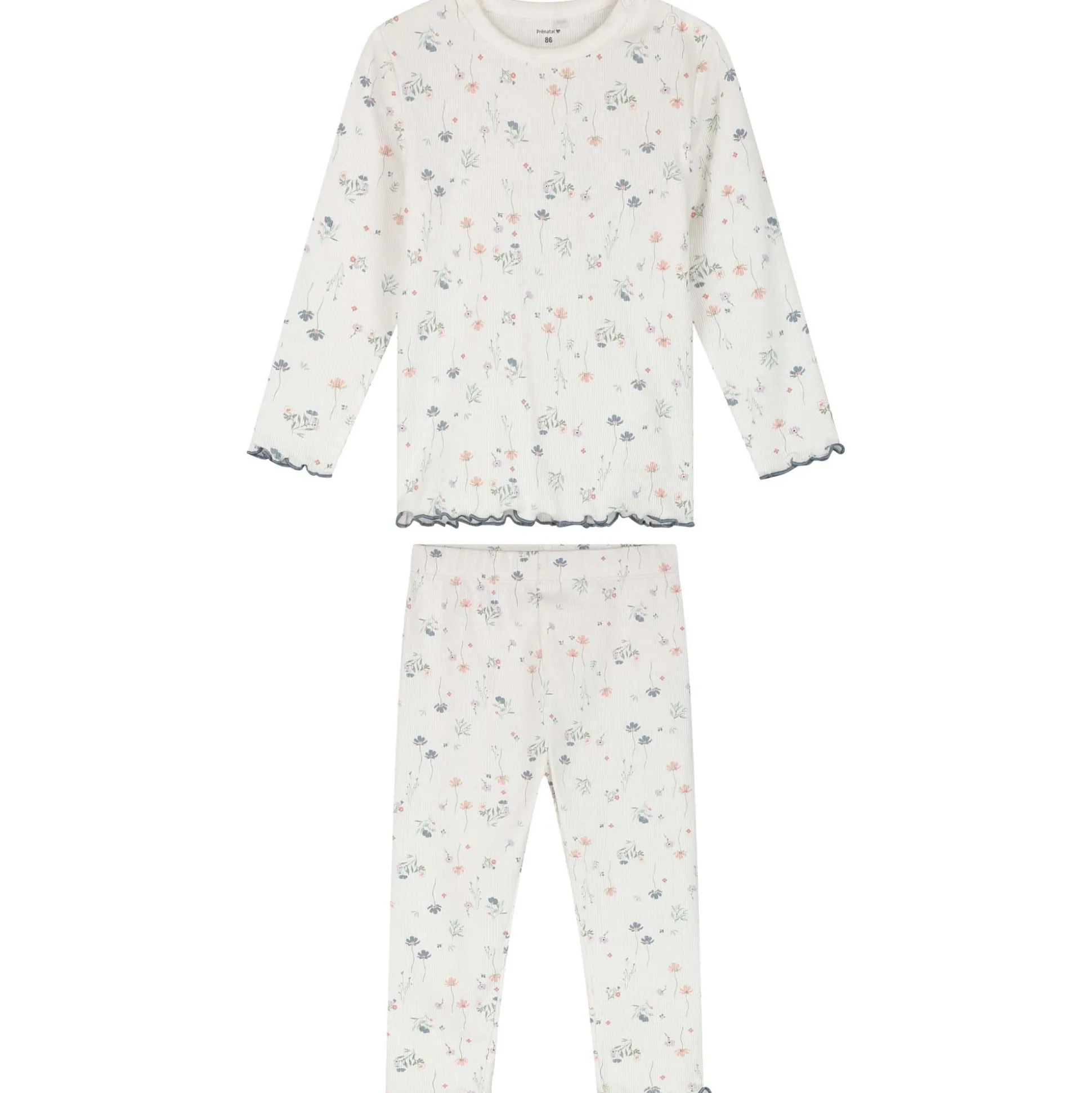 Prénatal peuter pyjama romantische rib wit