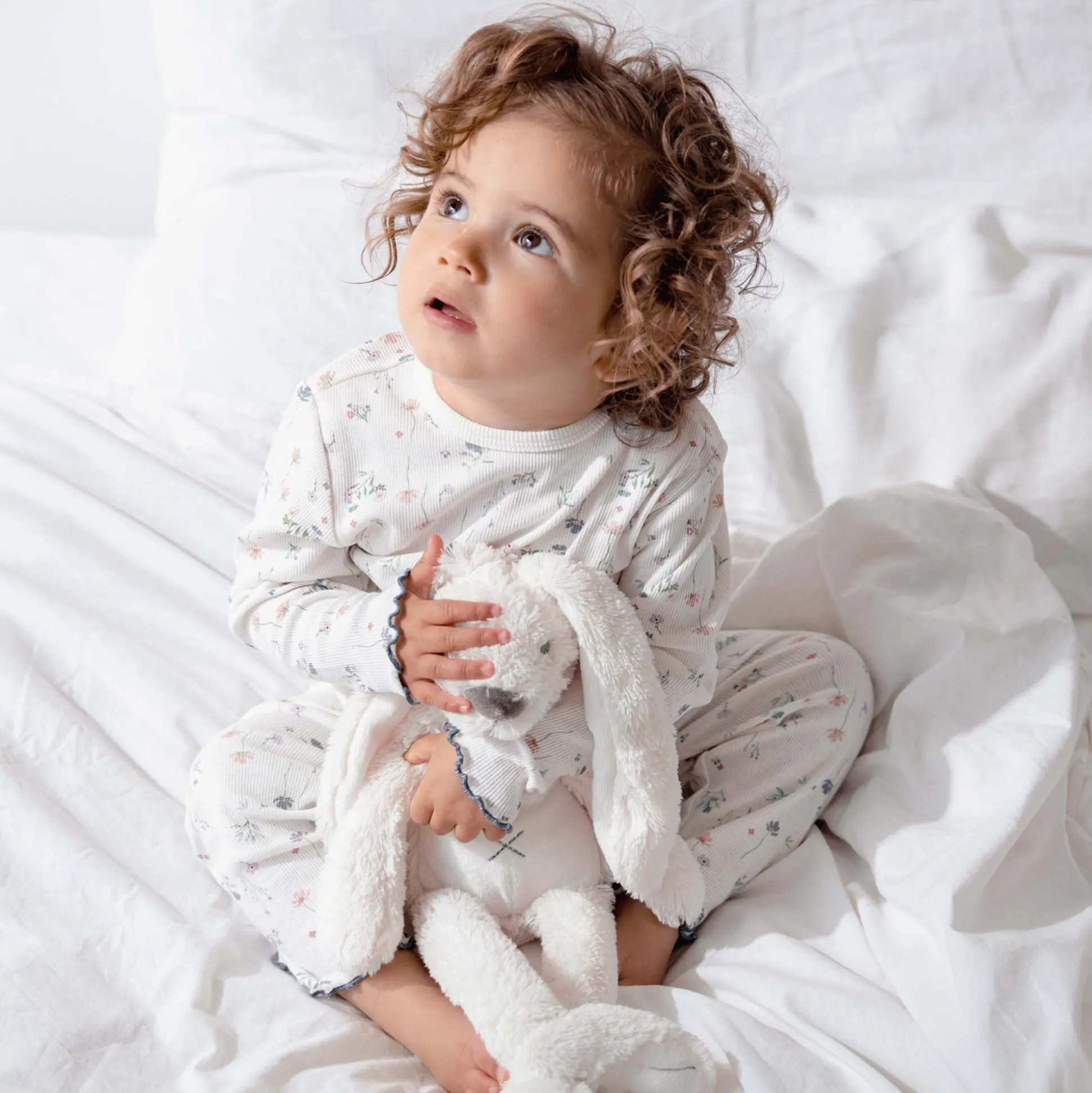 Prénatal peuter pyjama romantische rib wit